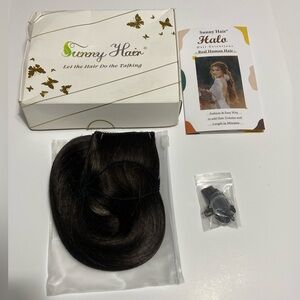 Sunny Hair 20 Inch Invisible Wire Extensions Human Hair 100G Darkest Brown #2